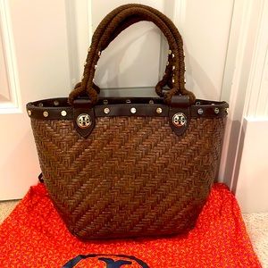 NEW Tory Burch Wicker Basket Tote Handbag Purse